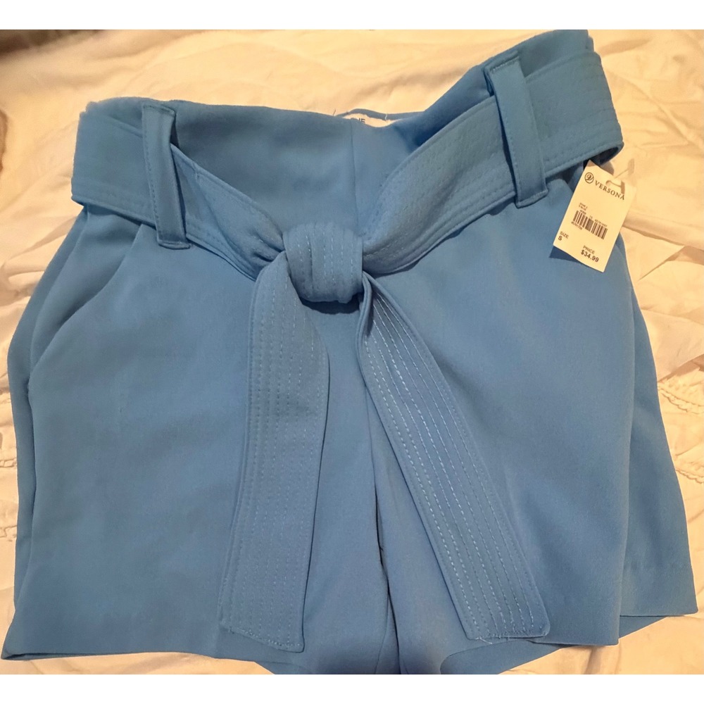 One5One Blue Paperbag Waist Shorts with Tie Belt NWT Size S MSH26119Z